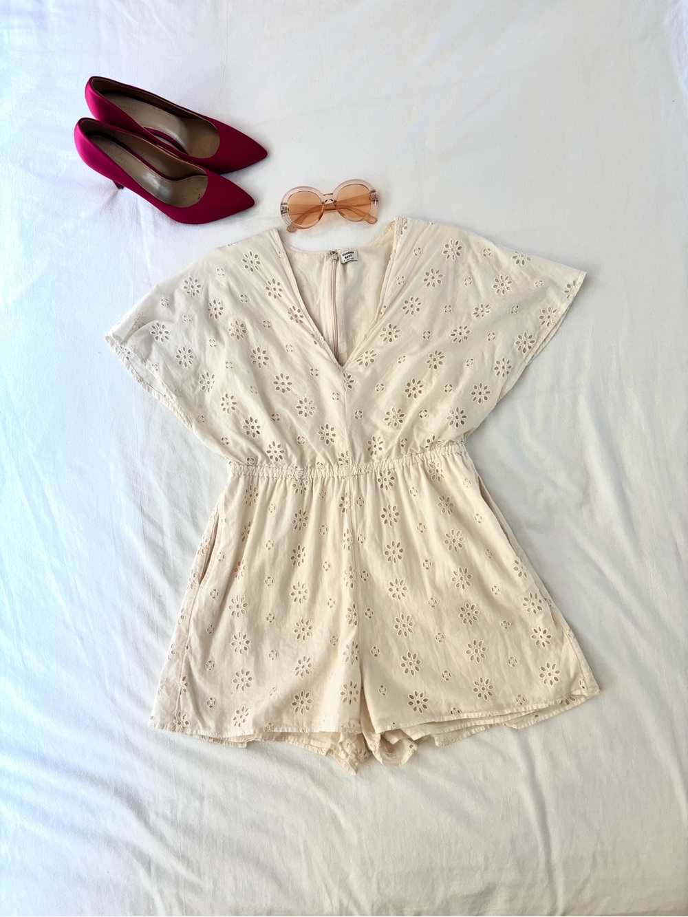 Sunday Best Cream Eyelet Romper
